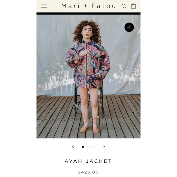 MARI + FÄTOU • Ayah Cats and Leaves Print Oversized Bomber Jacket, S/M - Picture 14 of 16